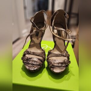 Faux Snake Skinned Ankle Strapped